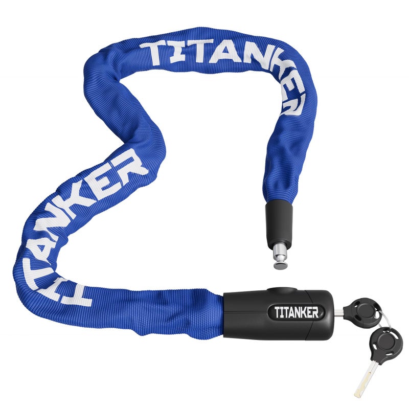 Titanker Bike Lock, 3.3 Feet Heavy Duty Anti-Theft Chain With Key - 8mm Thick Security Lock for Bicycle, Motorcycle, Door, Gate, Fence, Grill (Blue) - Image 1